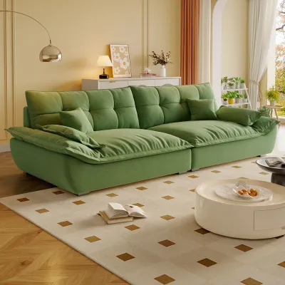 Government Subsidized Creamy French Style Sail Shape Baby Velvet Modern Minimalist Sofa