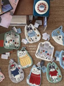 Thickened Double Layer Absorbent Hand Towel Maanw Kusuguru Hanging Towel Embroidered Cats Dogs Kitchen Household Cleaning Tool