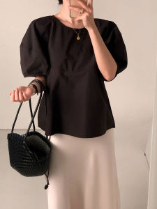 YUFUQING | French Hepburn Style Black Bubble Sleeve Shirt Womens Summer New Loose Luxury Quality Top Elegant Personality Commute Style
