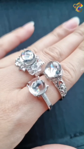 Collectors Grade Clear Rainbow Lemurian Quartz Titanium Adjustable Rings (3 Designs)