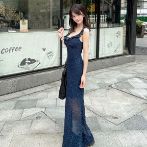 CHANGTONG | Korean Style Floral Halter Neck Elegant Fashion Fitting Long Dress