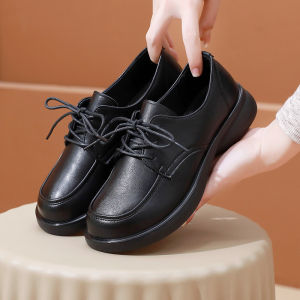 Womens Soft Bottom Slip-On Loafers Fall 2023 New Style Flat Low-Top Work Shoes Comfortable Anti-Slip Black Fashion Footwear