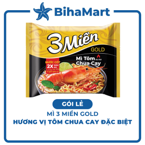 [GÓI LẺ] - UNIBEN - Mì 3 Miền Gold hương vị Tôm Chua Cay Đặc Biệt (75g/gói) - 3 Miền Gold Tôm Chua Cay Đặc Biệt