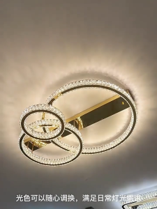 Modern Crystal LED Ceiling Light with Interlocking Rings for Indoor Lighting and Dining Table Ambiance