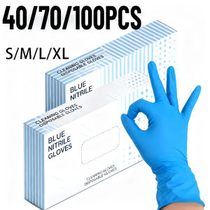 40/70/100PCS Blue Nitrile Gloves Disposable Household Cleaning Gloves Suitable for Furniture Kitchen Bedroom Bathroom Cleaning