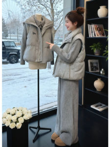 Shalldoer | Winter Warm Fashion Set Female Knit Sweater Vest High Waist Casual Pants