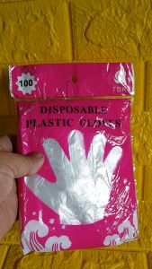 100pcs/50pair (Pink Pack) High Quality Transparent and Durable Disposable Plastic Gloves Food Handling Safety Gloves Cleaning Gloves (Large Size)