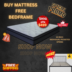 🔥 【SALE QUEEN SIZE ONLY】10 inch Individual Pocketed Spring Mattress FREE Metal Bedframe Bed 4