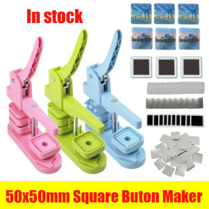 50x50mm Square Refrigerator Badge Press Machine Rotating Manual Making Fridge Magnet Badge Pins for Business Gifts Home Office
