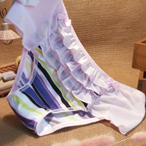 Low Waist Ice Silk Transparent Mesh Triangle Panties Womens Cotton Crotch Antibacterial Briefs Sweet Style Underwear Shorts