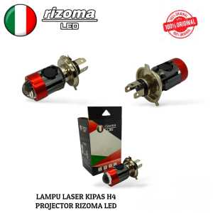 LAMPU UTAMA LED LASER KIPAS H4 PROJECTOR PREMIUM LAMPU LED RIZOMA LASER KIPAS AC/DC