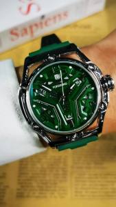 Forsining | Forsining Outdoor Skeleton Watch for Men Fashion Green Rubber Strap Business Automatic Mechanical Watches Luminous Hand Calendar