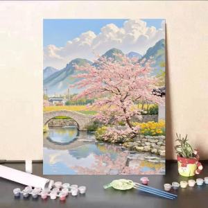 BILIBILI | Painting By Numbers on Canvas Kit for Adults Window Four Seasons Drawing Acrylic Paint Oil Picture of Coloring By Numbers Art