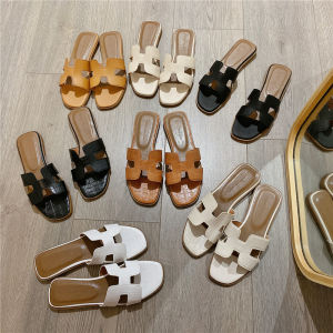 รองเท้าแตะส้นแบนสไตล์นางฟ้าสำหรับผู้หญิงในช่วงฤดูร้อน รองเท้าแตะแบบสวมสบาย สไตล์เกาหลี รองเท้าแตะชายหาดแบบสวมสบายสำหรับผู้หญิง