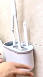 3 in 1 Toilet Cleaning Brush Set Wall Mounted Brush Holder with detailing brush for bathroom clean