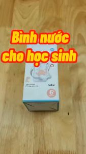 Bình nước cho bé bình nước có ống hút 360ml có dây đeo cho bé đi học bình tập uống bình nước Kichilachi không BPA hình con khủng long