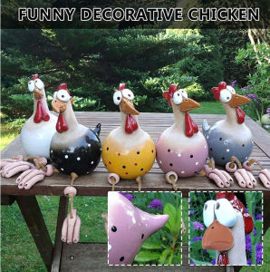 Big-eyed Chicken Creative Sculptures Garden Supplies Long Feet Art Sculptures Craft Handicraft Waterproof Perfect Gifts for Garden Flowers Pot Plants