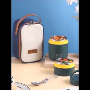 304 Stainless Steel Vacuum Thermal child Lunch Box Insulated Lunch Bag Food Warmer Soup Cup Thermos Containers