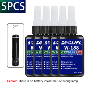 W-183 New Strong High Hardness 50ml Clear UV Resin Glue Curing Adhesive UV Curing For DIY Crystal Craft Repair Glass Metal ABS