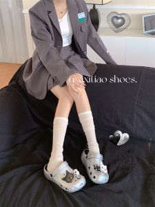 Cool Black Silver Hollow out Sandals Womens Outdoor Casual Summer Anti-Slip Arch Support Slip-On EVA Flat Bottom Sandals