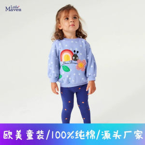 Little Maven Autumn and Winter New Arrival Girls Fleece-Lined Sweater Long Sleeves Pure Cotton Kids Tops Fashion Childrens Suit