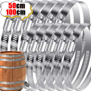 50/100cm Stainless Steel Duct Clamps Adjustable Hose Clamps Cable Tie Buckle Faucet Water Pipes Fasteners Hoops Pipes Clip Fixed Tools