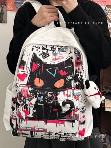 Schoolbag for Junior High School Girls Large Capacity Strange Backpack Graffiti Personality Street Trend Backpack for Men and Women