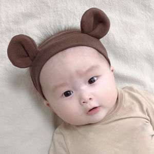 Cute Bear Ear Baby Headband Korean Solid Color Elastic Hair Bands For Infant Boy Girl Hairband Soft Cotton Newborn Turban