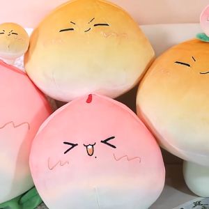 Gối ôm trái đào và cây nấm siêu đáng yêu mềm mịn (10cm---45cm) vải miniso 4 chiều co giãn êm ái an toàn cho bé