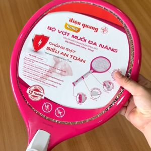 Vợt muỗi Điện Quang ĐQ EMR05L WPI tích hợp đèn pin chiếu sáng (màu trắng - hồng) - Hàng chính hãng