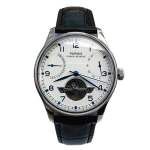 Nam 42MM Parnis Đồng Hồ Cơ Tự Động Chống Thấm Nước Đồng Hồ Đeo Tay Với Seagull ST25 Phong Trào Tourbillon Dây Da Vỏ Thép Không Gỉ