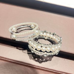 Hot Selling Jewelry Pearl Full Diamond Stretch Bracelet Large Rhinestone Bracelet Wedding Jewelry Wide Opening Bracelet