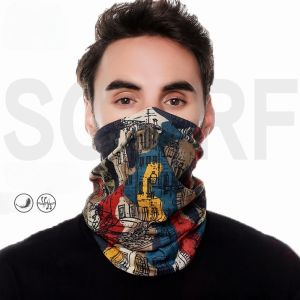 Stylish Multicolored Neck Mask City Print Ideal for Outdoor Activities Sports Hiking Sunscreen Breathable Locomotive Face Mask
