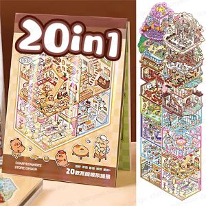 20Pcs 20in1 3D Landscape Sticker Collection Book Album Cartoon Scene DIY Toy Game Festival Birthday Gift for Kid Girl Child