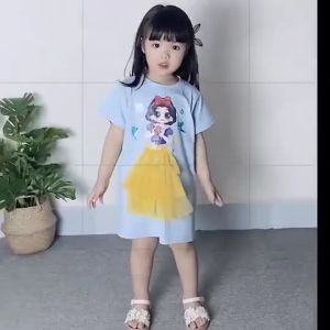 Dress lengan pendek anak perempuan Elsa Snow White Mermaid Model T-shirt/ Dress Kasual