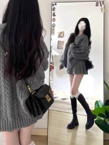 Idle Style Loose Soft Glutinous Mid-Length Sweater Female 2023 Fall and Winter Japanese-Style Retro Knitting Stylish Niche Top