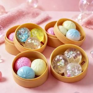 Bandai | Luminous Glitter Bun Dumpling Squishy Toy Blind Box Slow Rebound Stress Relief Mini Sensory Squeeze Toy with Hidden Style