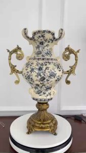 BÌNH HOA TRANG TRÍ HƠI HƯỚNG TÂN CỔ ĐIỂN HỌA TIẾT HOA NHÍ XANH - CB30-BH