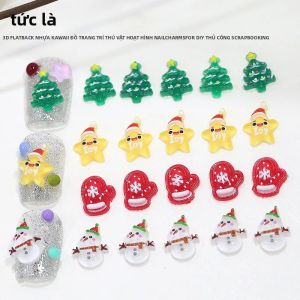 30 Món Trang Trí Móng Tay Giáng Sinh Hoạt Hình Hình Người Tuyết Chuông Nai Sừng Tấm Mặt Phẳng Nhựa Dùng Trang Trí Làm Móng Tay Tự Làm Phụ Kiện Lễ Hội