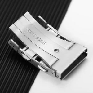 Watch Buckle Solid 316L Stainless Steel Brushed Folding Safety Buckle Double Push 18/20mm 22mm Black Extendable Adjustable Clasp