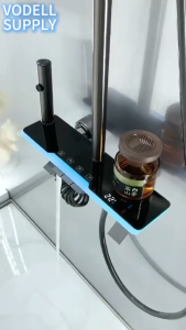 4in1 Digital Shower Set 304 Stainless Stee with Ambient Light Digital Temp Control Solid Brass Rust-Proof 花洒套装