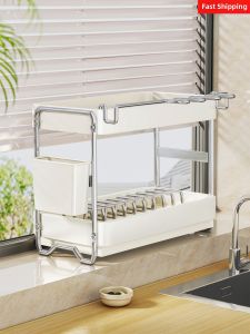 evesigar | Stainless Steel Dish Rack Kitchen Utensil Drip Organizer