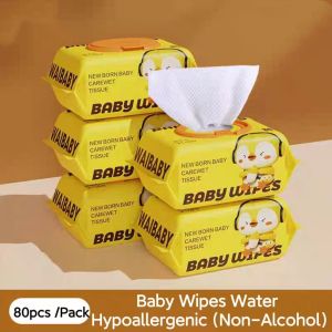 Baby Wipes 80 Pcs /Pack Non Alcohol Hypoallergenic 100% Water Unscented