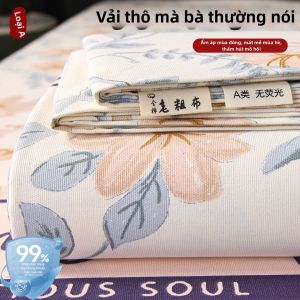 ENXING | Vải Cotton 100% Thô Mát Mùa Hè Drap Giường Bọc Chân Giường