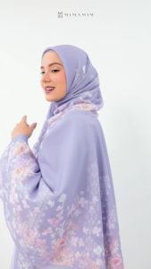 Mimamim Hijab - Jilbab Alinaa Segiempat Motif Printed Scarf Voal Premium Kerudung Square Lasercut
