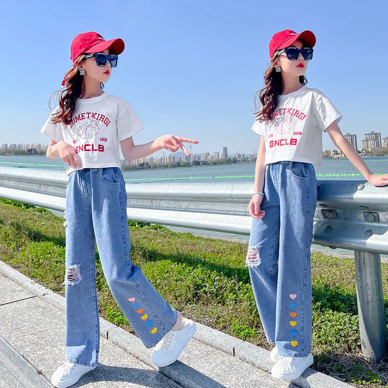 HBER Girls Kids Baggy Jeans Wide Leg High Waisted Trendy India | Ubuy