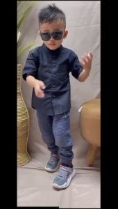 Baju koko anak/ kemko anak lengan pendek hitam