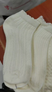 2558 Kaos kaki wanita Pendek atas mata kaki model ruffle warna cream Ankle Women sock korean style cute