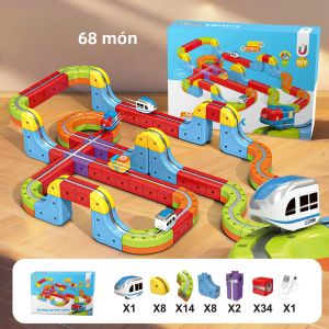 Bộ Đồ Chơi Tàu Điện Siêu Tốc Đường Ray Kim Loại Khối Xây Dựng Từ Tính Biến Hình Kỳ Diệu Chống Trọng Lực Dành Cho Trẻ Em