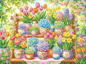 Kayou | Tulip Succulent Digital Oil Painting Paint By Numbers Kit Canvas Hand Drawing Picture Home Wall Decor Art Gift for Friend Family